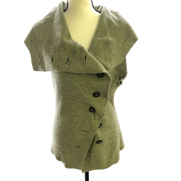 Casch Gro Abrahamsson Boiled Wool Sweater Womens 38 (M) Sage Green Collared - Picture 1 of 11